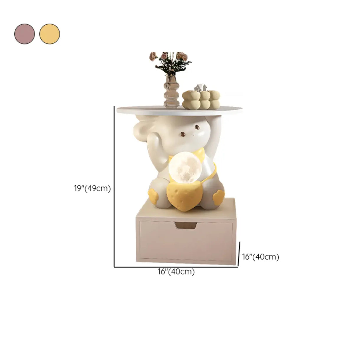 Tip Resistant Animals Resin Kids Nightstand with Lights Image - 14