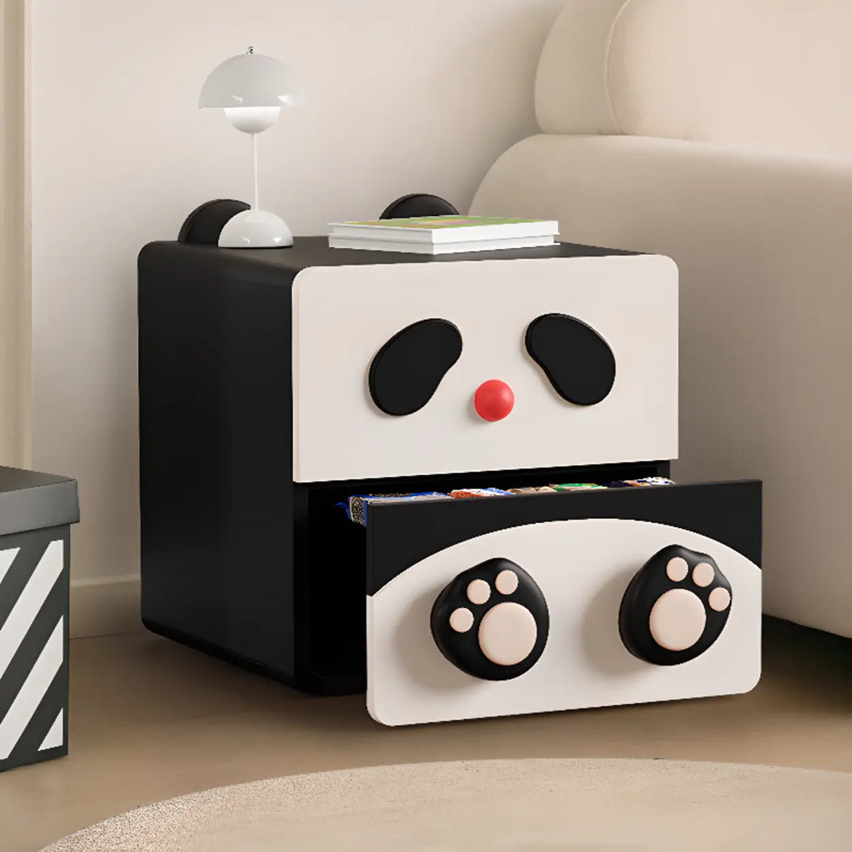 Tip Resistant Animals Wood Kids Nightstand with Drawers Image - 6