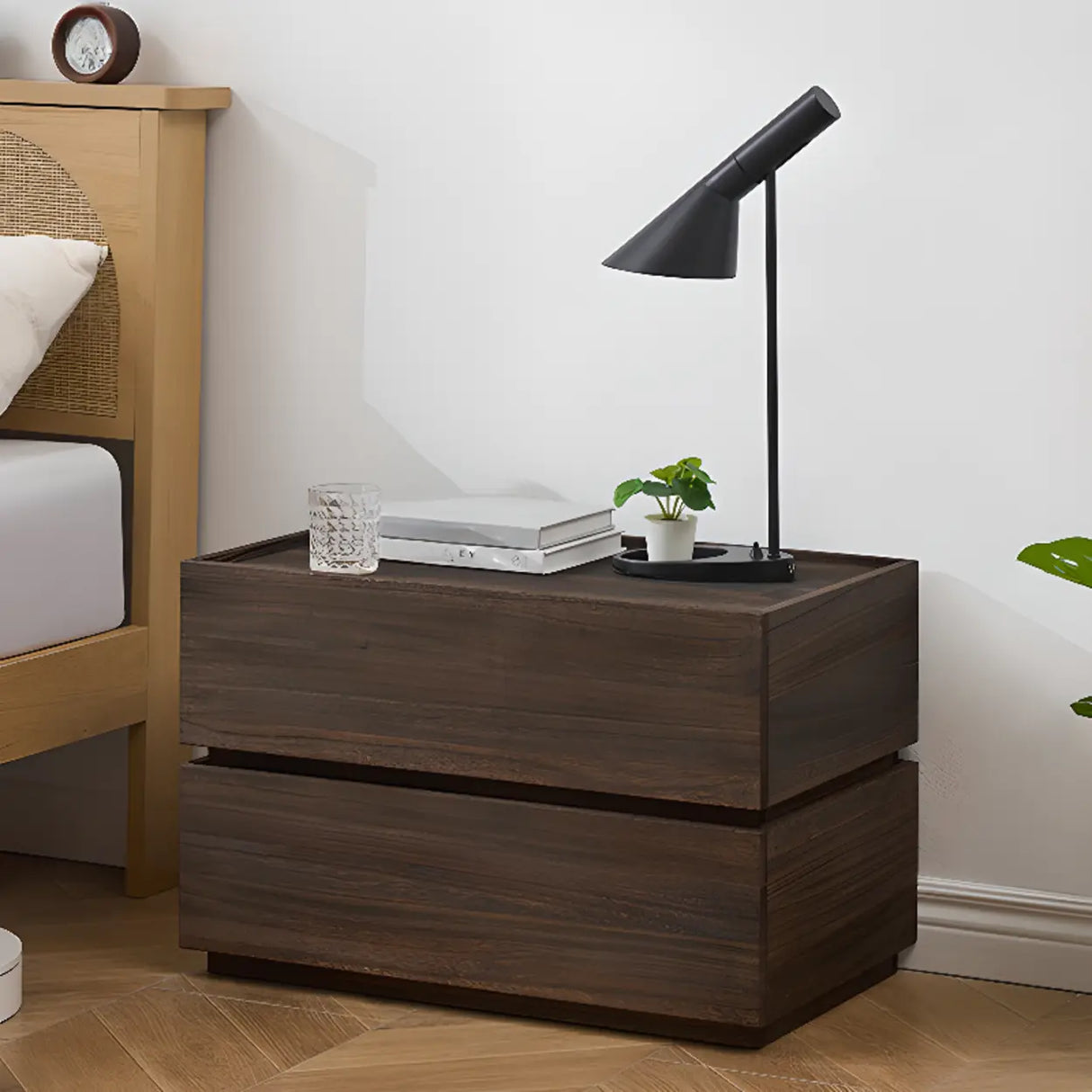 Tip Resistant Brown Wood Kids Nightstand with Drawers Image - 1