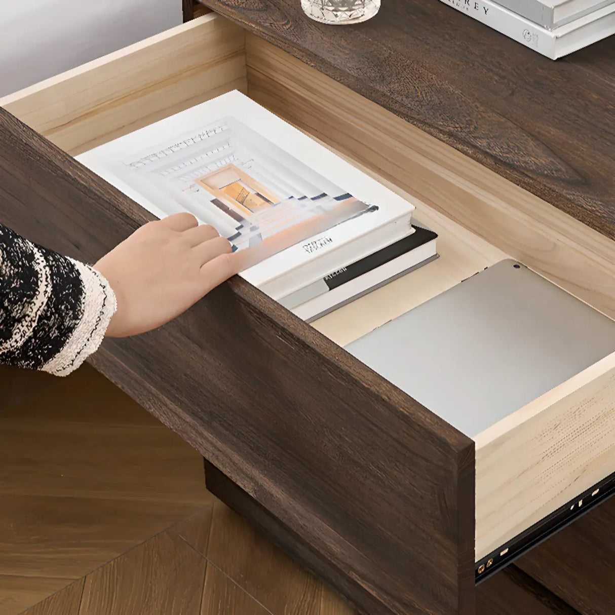 Tip Resistant Brown Wood Kids Nightstand with Drawers Image - 8