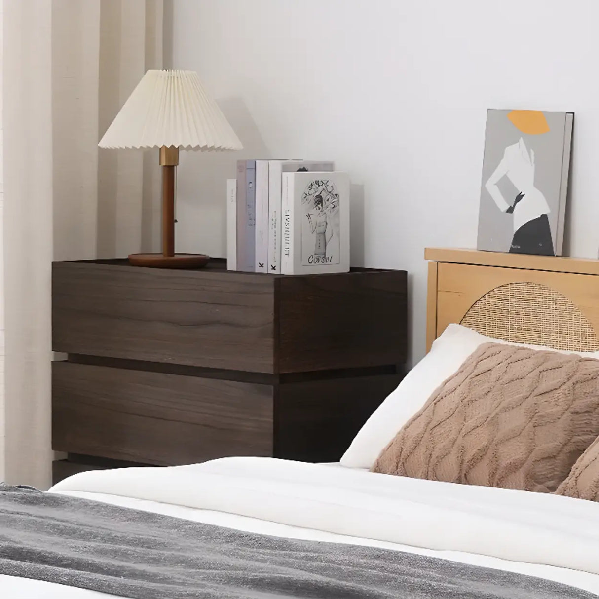 Tip Resistant Brown Wood Kids Nightstand with Drawers Image - 6