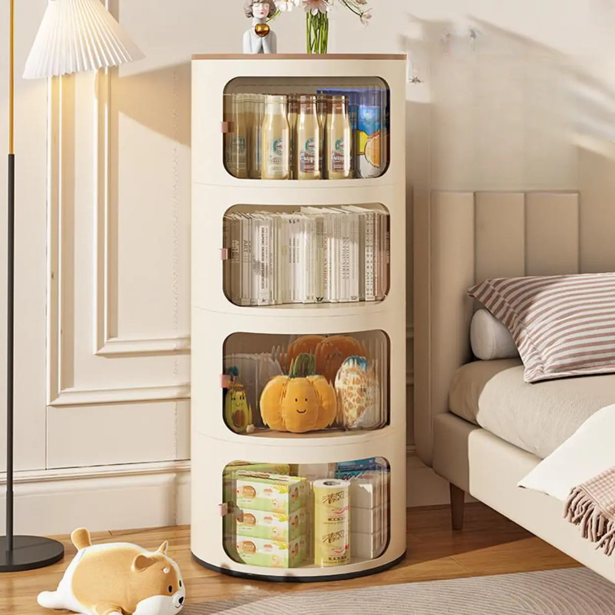 Tip Resistant Kids Nightstand with Cabinet and Shelves Image - 11