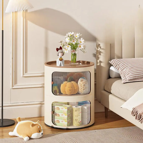 Tip Resistant Kids Nightstand with Cabinet and Shelves Image - 2