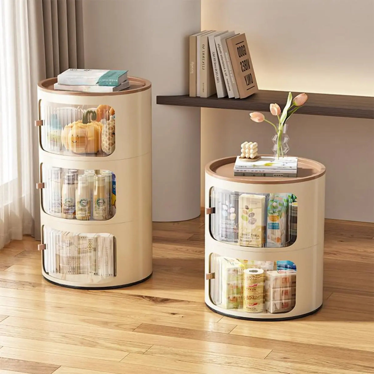 Tip Resistant Kids Nightstand with Cabinet and Shelves Image - 4
