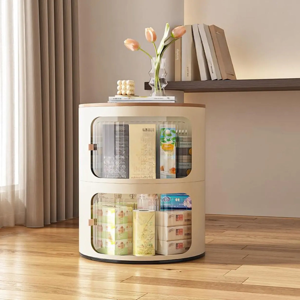 Tip Resistant Kids Nightstand with Cabinet and Shelves Image - 6
