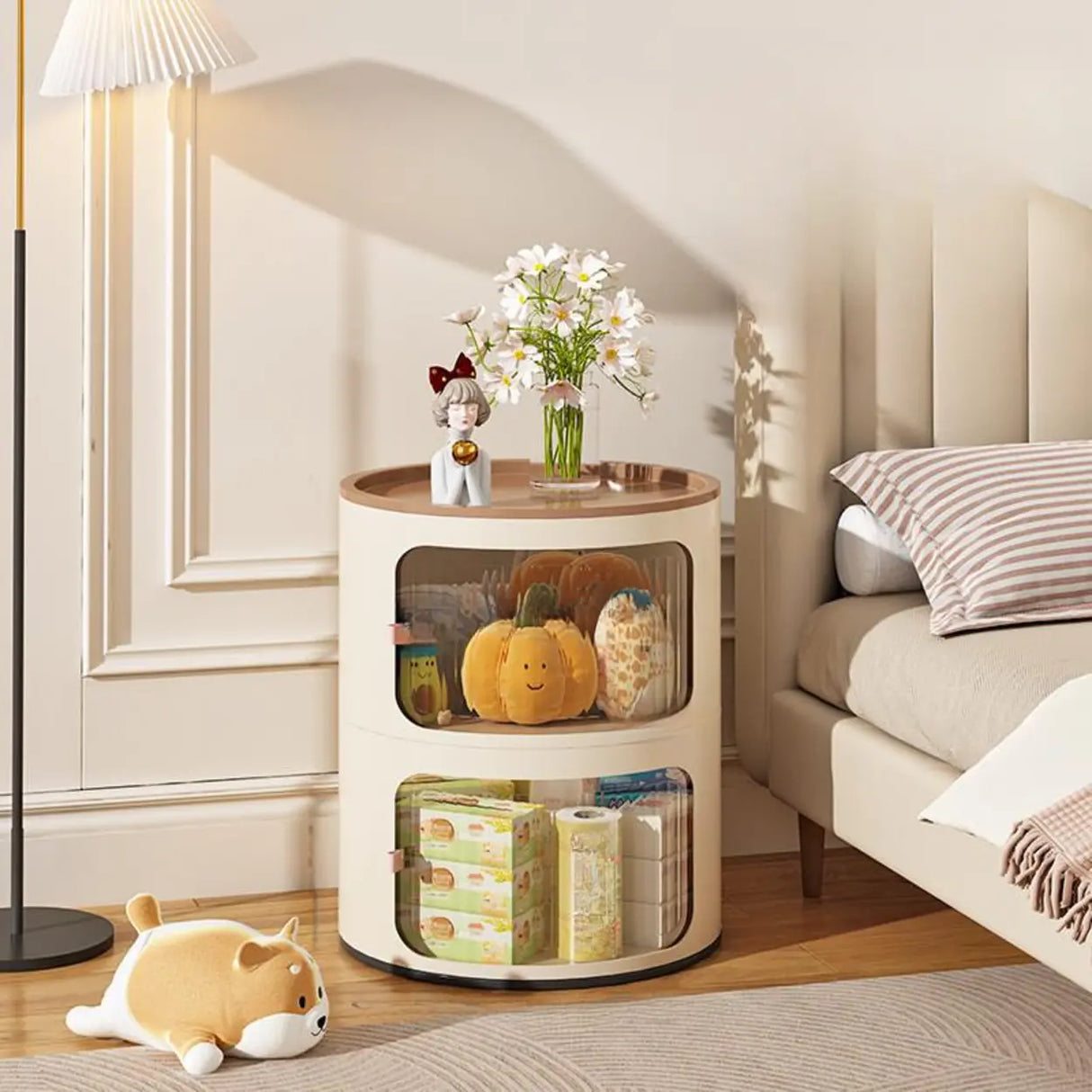 Tip Resistant Kids Nightstand with Cabinet and Shelves Image - 7