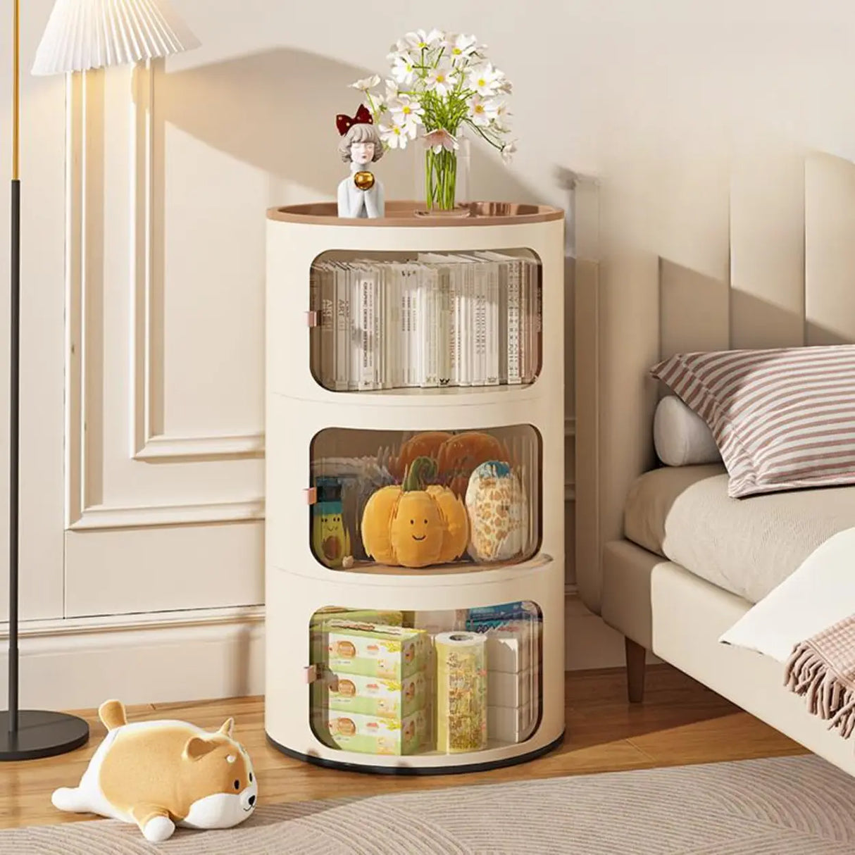 Tip Resistant Kids Nightstand with Cabinet and Shelves Image - 9