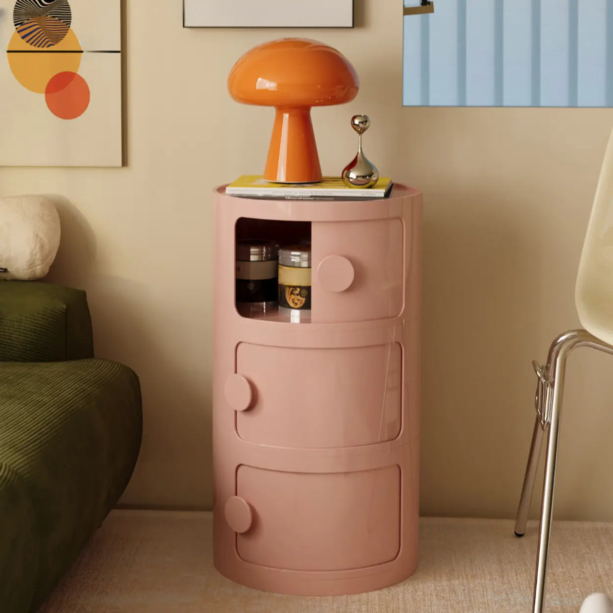 Tip Resistant Kids Nightstand with Three Cabinets Image - 6