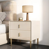 Tip Resistant Leather Wood Kids Nightstand with Drawers Image - 1