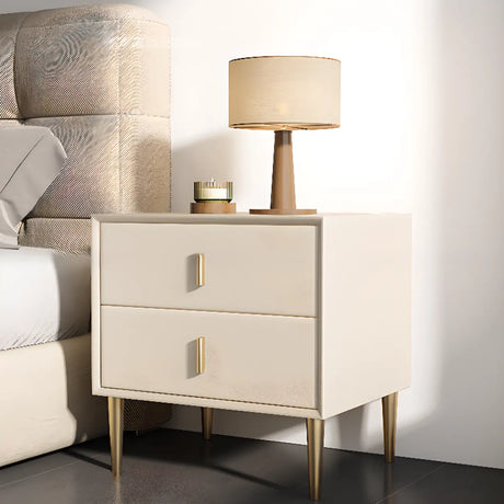 Tip Resistant Leather Wood Kids Nightstand with Drawers Image - 1