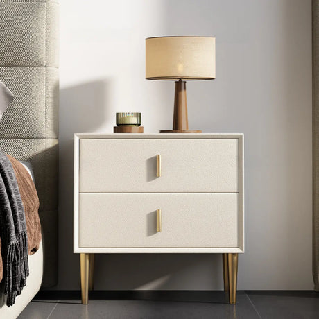 Tip Resistant Leather Wood Kids Nightstand with Drawers Image - 2