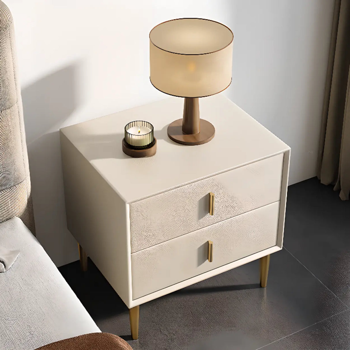 Tip Resistant Leather Wood Kids Nightstand with Drawers Image - 6