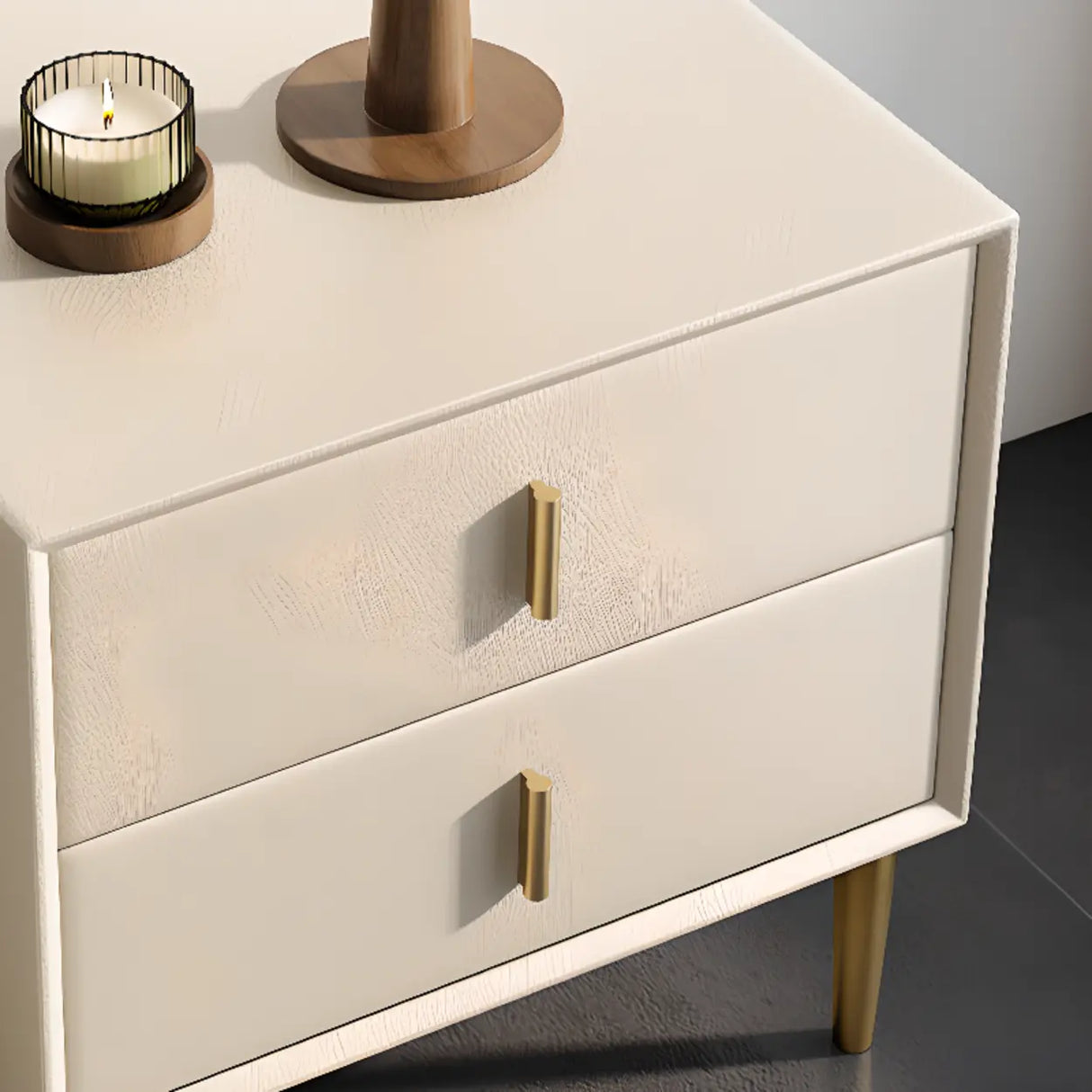 Tip Resistant Leather Wood Kids Nightstand with Drawers Image - 8