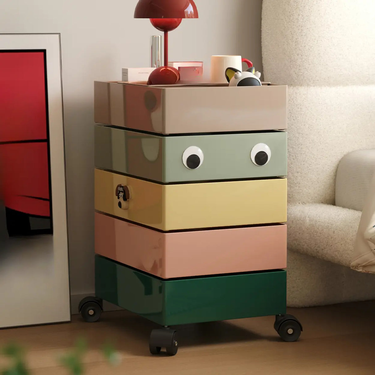 Tip Resistant Rotatable Multi-Shelves Kids Nightstand Image - 14