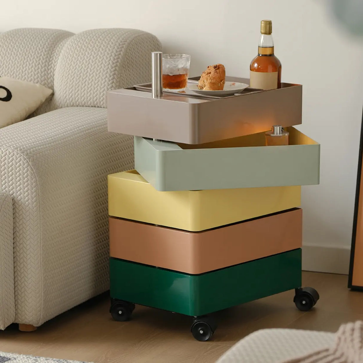 Tip Resistant Rotatable Multi-Shelves Kids Nightstand Image - 15