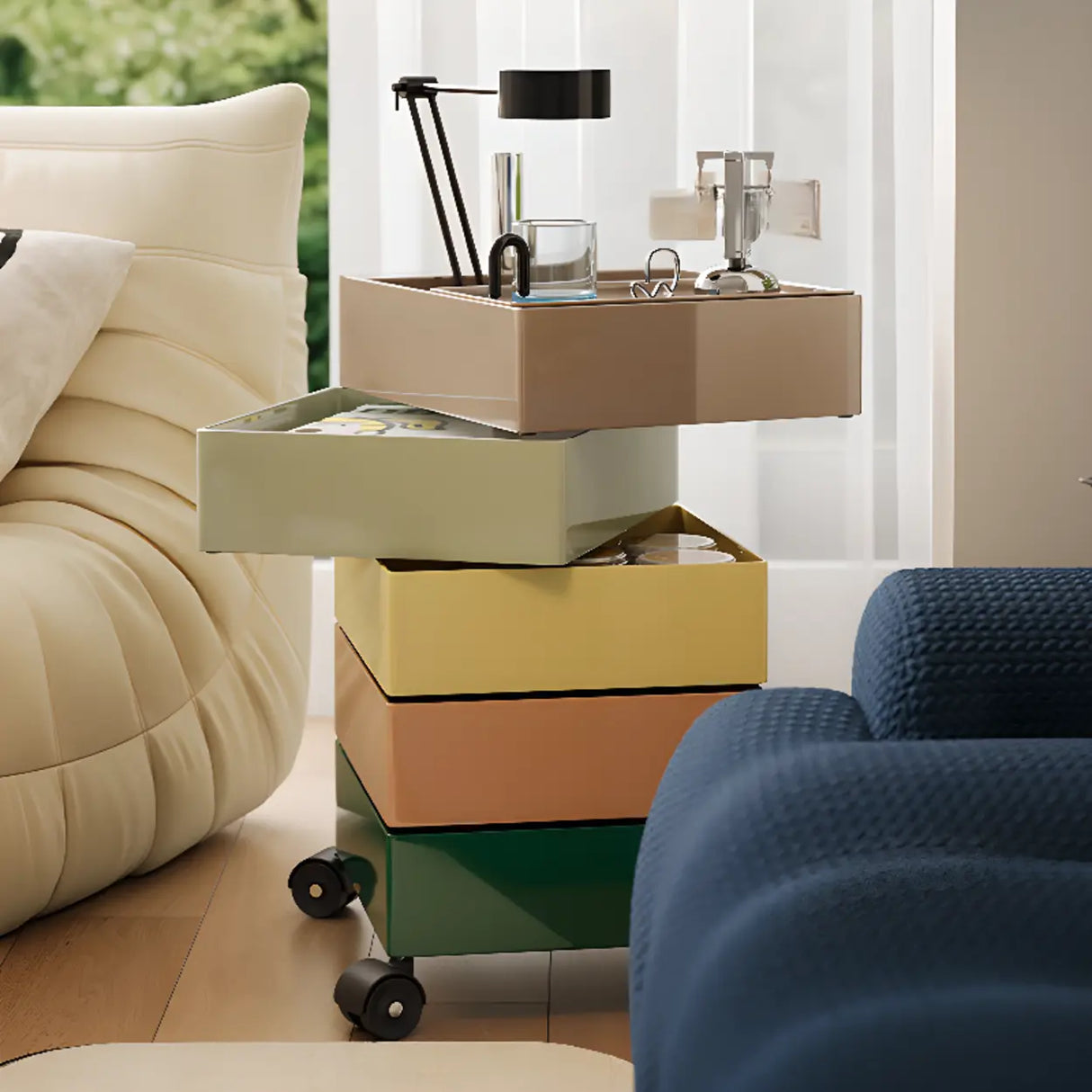 Tip Resistant Rotatable Multi-Shelves Kids Nightstand Image - 4