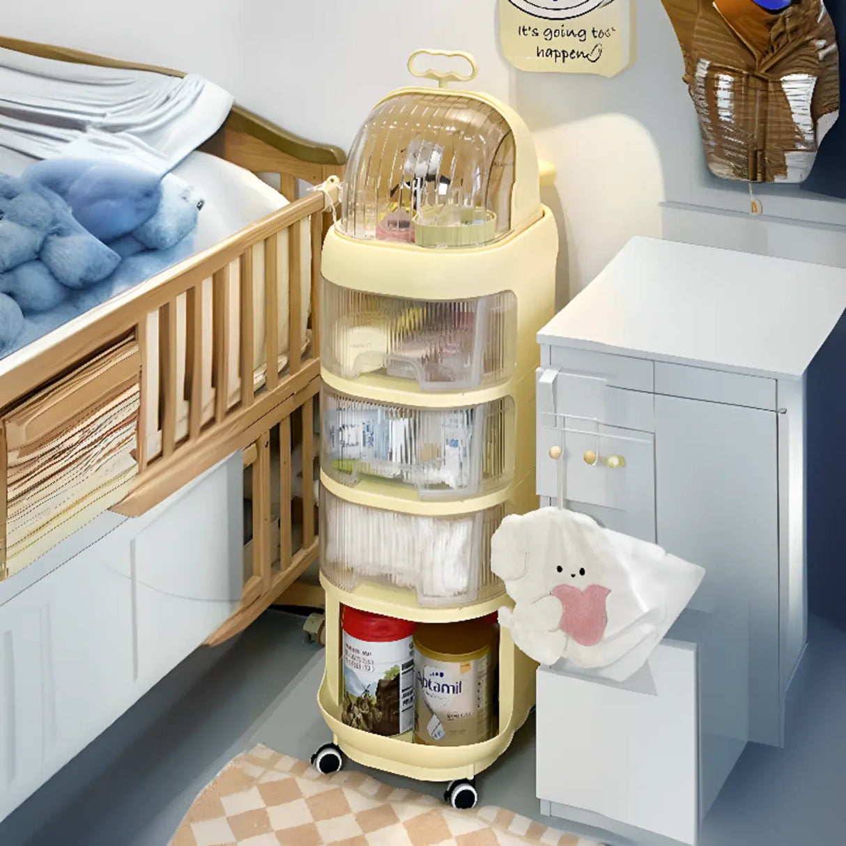 Tip Resistant Tall Height Open Storage Kids Nightstand Image - 11