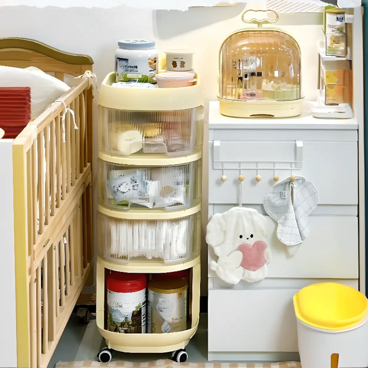 Tip Resistant Tall Height Open Storage Kids Nightstand Image - 5