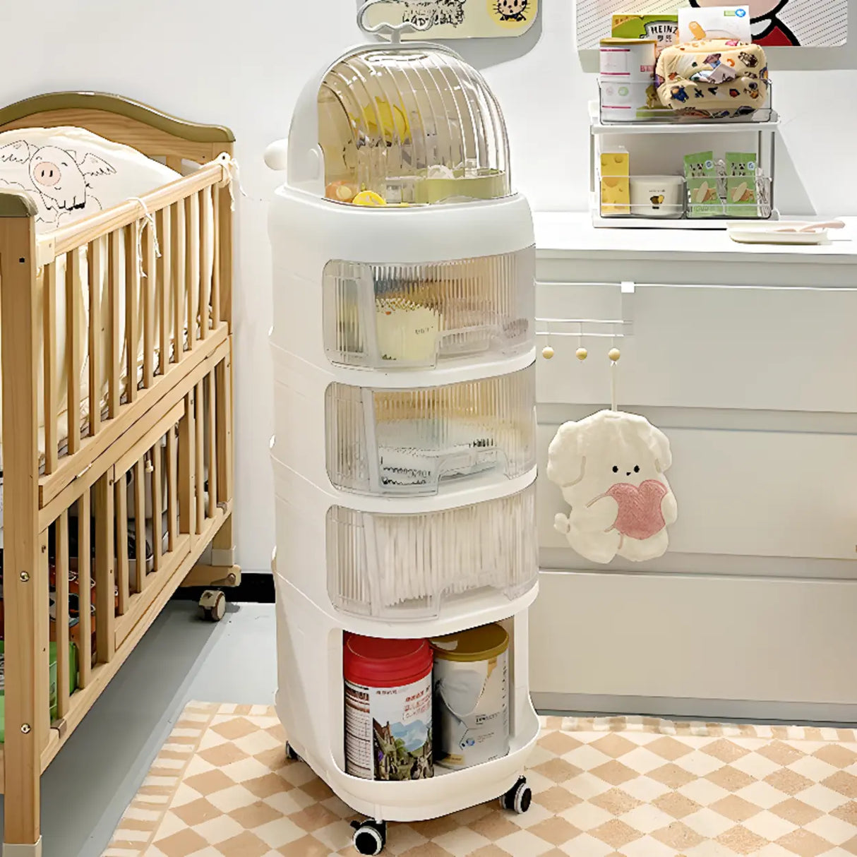 Tip Resistant Tall Height Open Storage Kids Nightstand Image - 8