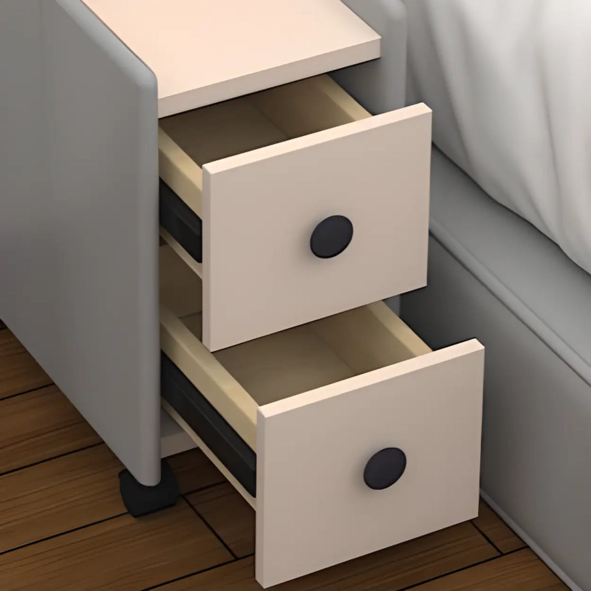Tip Resistant Wood Kids Nightstand with Two Drawers Image - 8