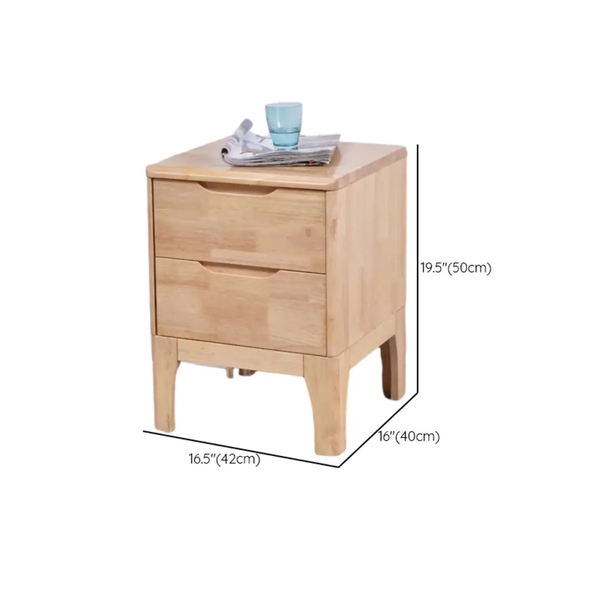 Tip Resistant Wood Nightstand with Drawers and Legs 