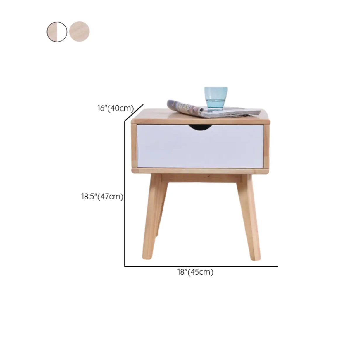 Tip Resistant Wood Nightstand with Drawers and Legs Image - 14