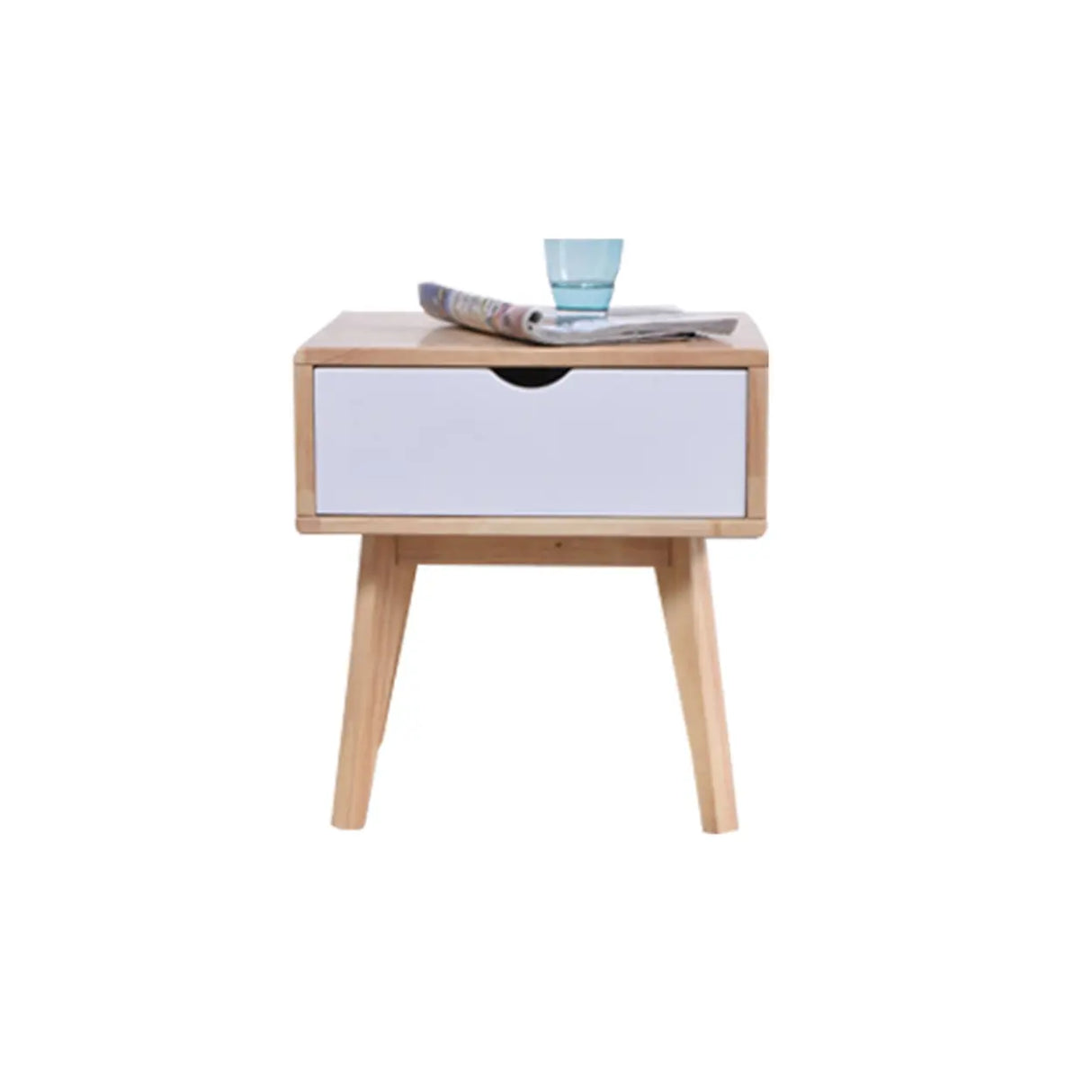 Tip Resistant Wood Nightstand with Drawers and Legs Image - 1