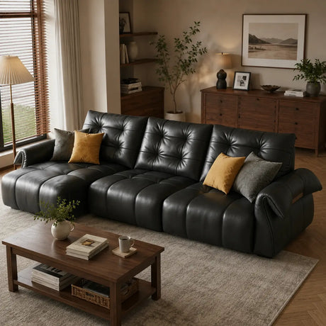 Top-Grain Leather Power Reclining Sofa with Sliding Chaise Image - 1
