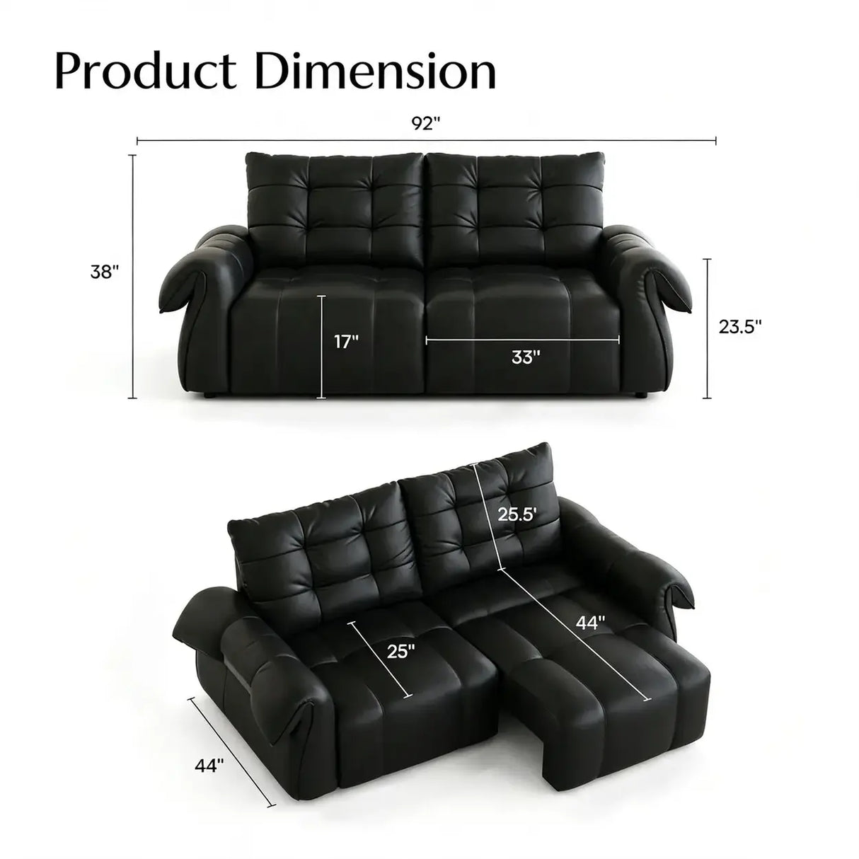 Top-Grain Leather Power Reclining Sofa with Sliding Chaise 