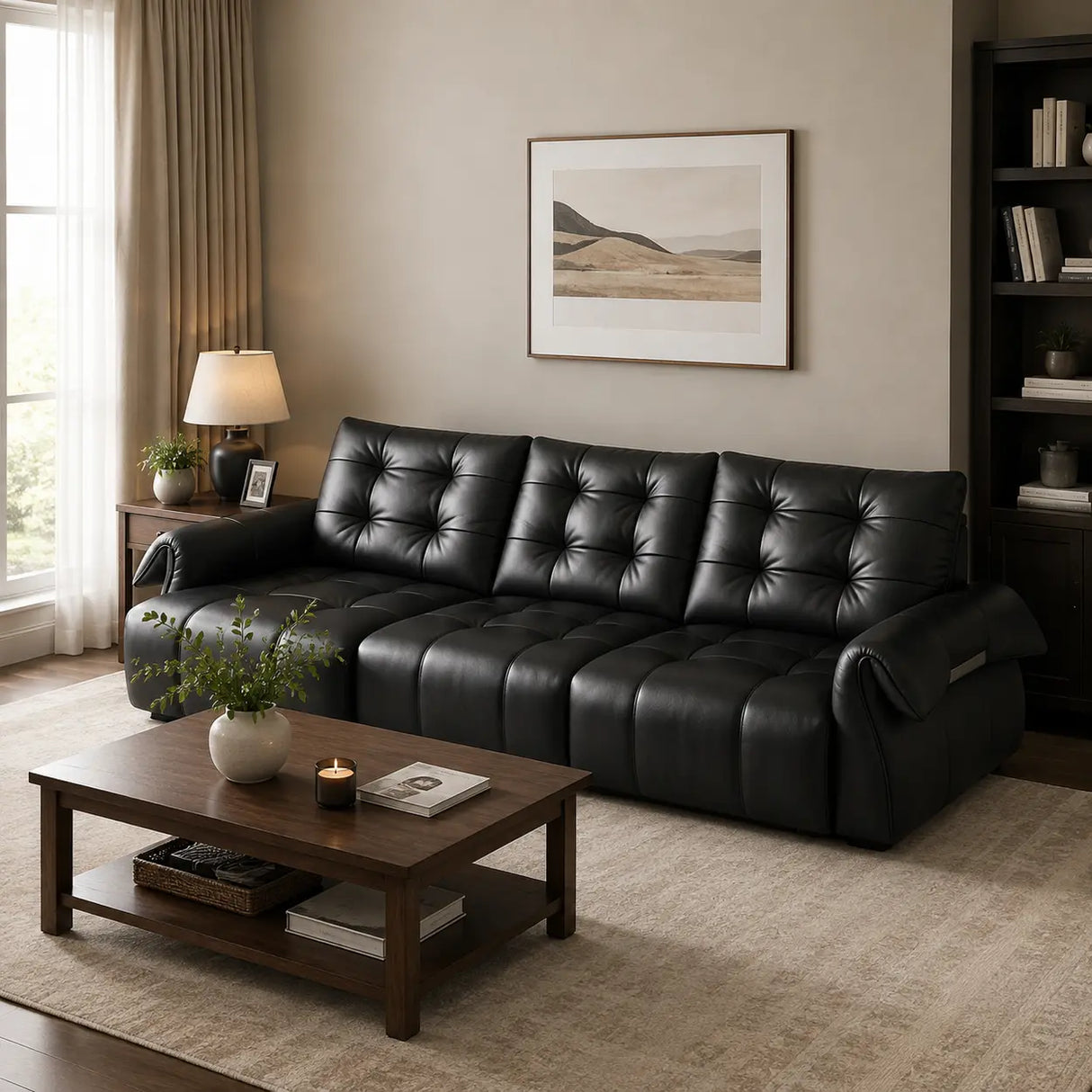 Top-Grain Leather Power Reclining Sofa with Sliding Chaise Image - 5