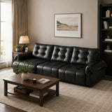Top-Grain Leather Power Reclining Sofa with Sliding Chaise Image - 5