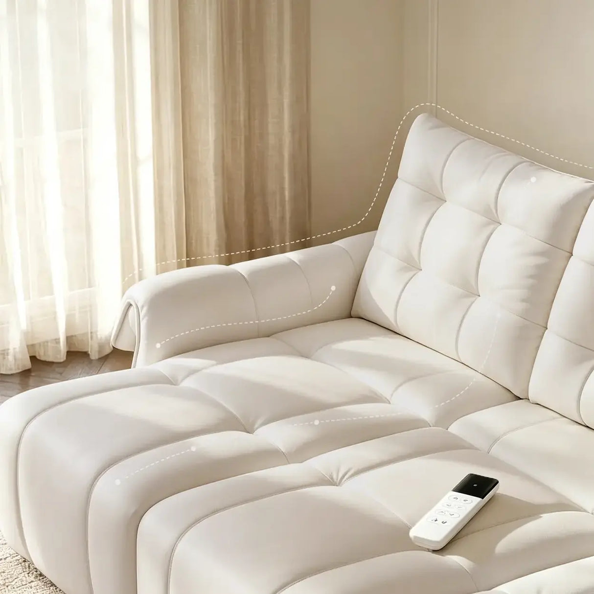 Top-Grain Leather Power Reclining Sofa with Sliding Chaise Image - 7