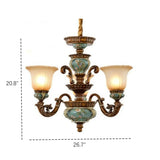Traditional Antique Brass Ceramic Chandelier Frosted Glass #size