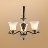 Traditional Bell Frosted Glass Chandelier Black Large Image - 10
