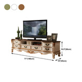 Traditional Birch Wood Open Storage Drawers TV Stand Image - 12