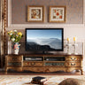 Traditional Birch Wood Open Storage Drawers TV Stand Image - 3