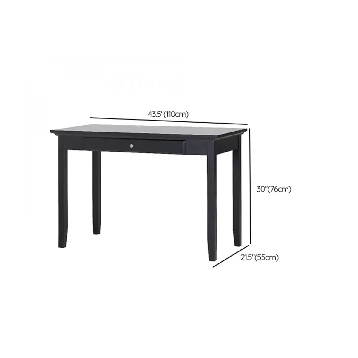 Traditional Black Wood Soft Close Drawer Writing Desk Image - 13