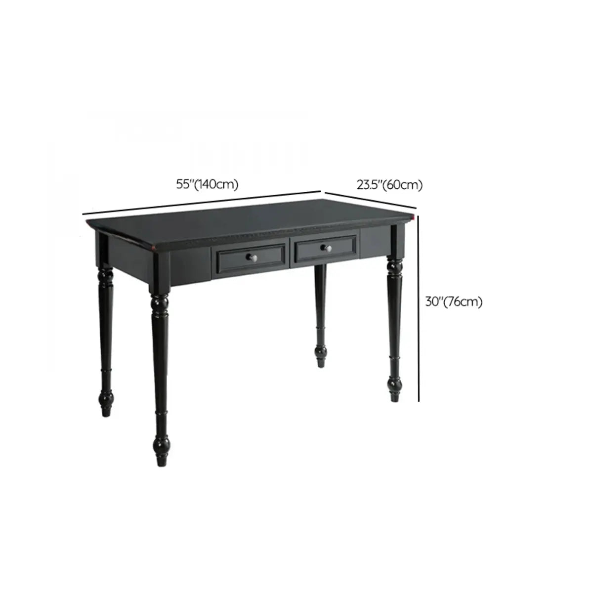 Traditional Black Wood Soft Close Drawer Writing Desk Image - 17