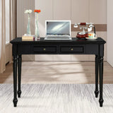 Traditional Black Wood Soft Close Drawer Writing Desk Image - 3