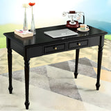 Traditional Black Wood Soft Close Drawer Writing Desk Image - 6