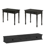Traditional Black Wood Soft Close Drawer Writing Desk Image - 7