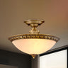 Traditional Brass Bowl Small Semi-Flush Mount Light Image - 1