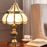 Traditional Brass Scalloped Glass Pull Chain Table Lamp Image - 6