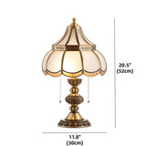 Traditional Brass Scalloped Glass Pull Chain Table Lamp #size