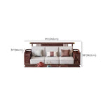 Traditional Brown Cotton Linen Wooden Frame Sofa Image - 12