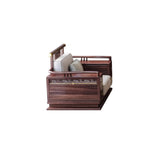 Traditional Brown Cotton Linen Wooden Frame Sofa Image - 2