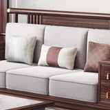 Traditional Brown Cotton Linen Wooden Frame Sofa Image - 7