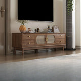 Traditional Brown Rubberwood Ventilated TV Stand Image - 2