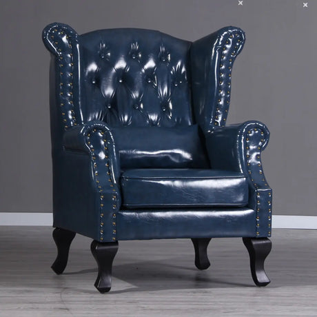 Traditional Brown Suede Tufted Back Wingback Chair Image - 2