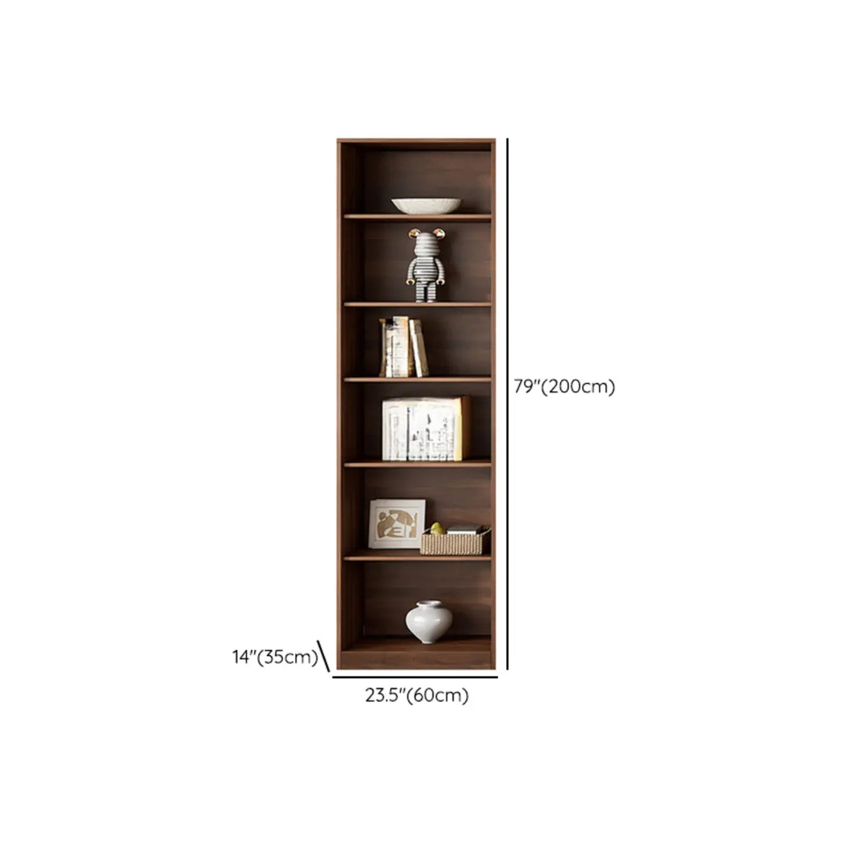 Traditional Brown Walnut Tall Glass Storage Bookcase Image - 14